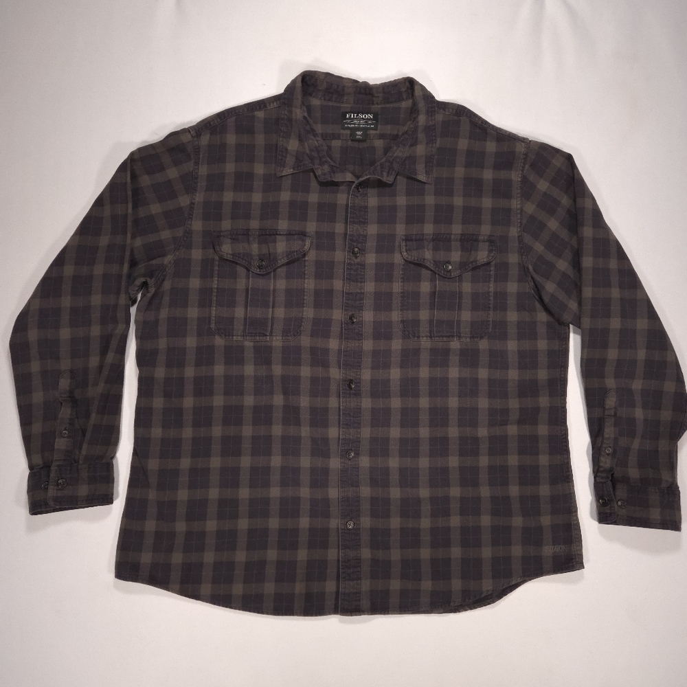 Filson Men's Lightweight Alaskan Guide Shirt Black Gray Size XXXL 3XL GUC!